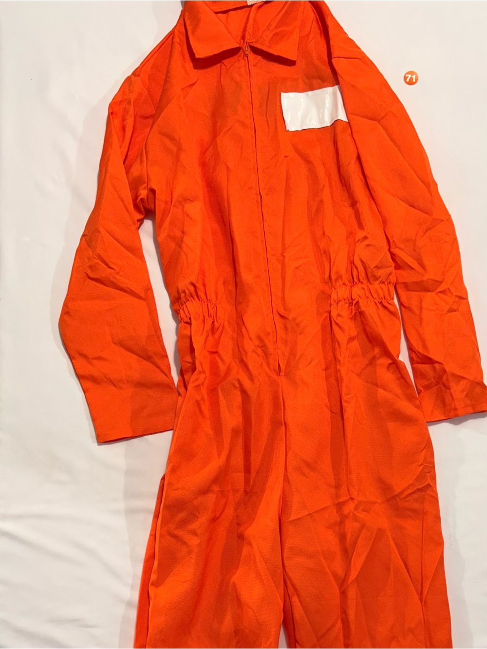 Adult Orange One-Piece Coverall Prisoner Costume XL